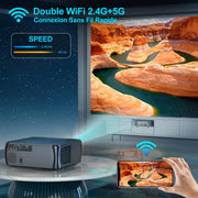 Mini Beamer - Projector - 1080P - Digital projector - 5G WiFi - Bluetooth Compatible with HDMI - USB - 10000 Lumen - 350ANSI - 150W - Black