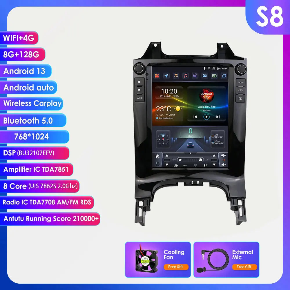 2 DIN Android 13 Autoradio – Multimedia Systeem – Navigatiesysteem – Touchscreen Radio – Auto Stereo – 9,7 Inch Verticaal Scherm – CarPlay & Android Auto – Octa Core 8GB RAM 128GB Opslag