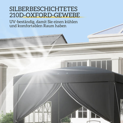 Pop-Up Paviljoen – Partytent – Tuinpaviljoen – Waterdichte Tent – Afneembare Zijwanden – Stalen Frame – UV-Bestendig - Zwart