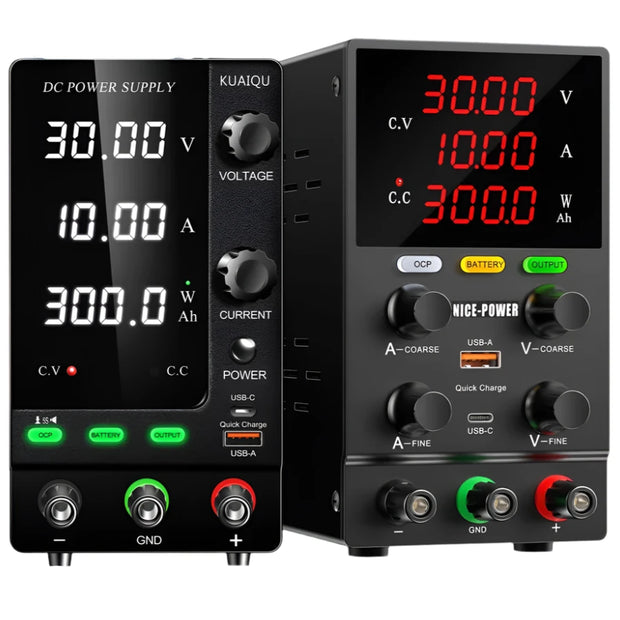 Lab Voeding - DC Bench Voeding - Regelbare Voeding - Voeding - - Functie Generator - 30V - 10A - 220V - Voeding Spanningsregelaar - met Intelligente Oplaad Modus - Zwart