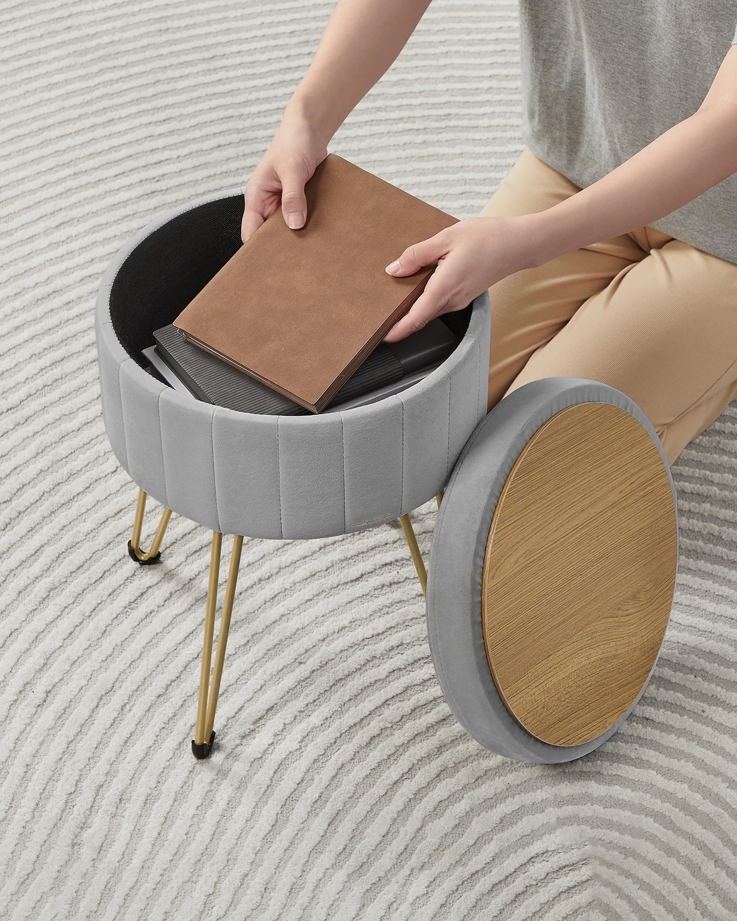 Kruk - Voetenbank - Schoenenkruk - Opbergruimte - Organizers - 39 cm x 44,4 cm - Donkergrijs