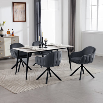 Eetkamerstoelen - Keukenstoel - Eetstoel - Eetkamerstoel - Draaibare - met Armleuningen - Ergonomisch Ontwerp, Luxe Eetkamer- en Lounge Stoelen - 2 Packs - Fluweel - Donkergrijs