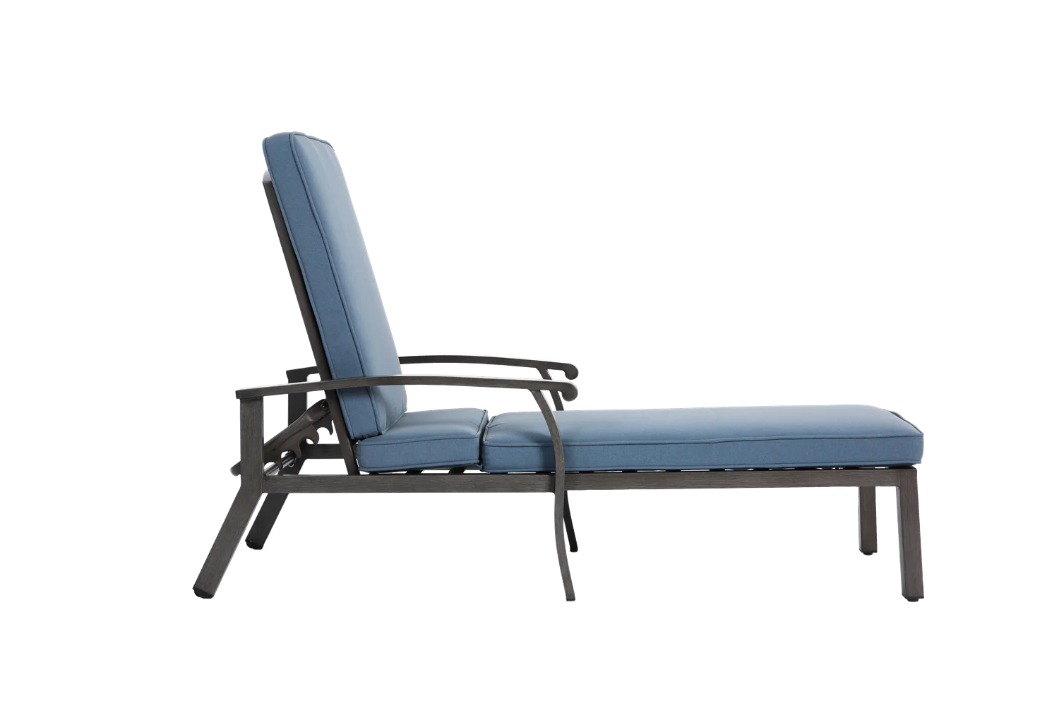Loungestoel – Tuinstoel – Buitenstoel – Ligstoel – Verstelbare Rugleuning – Weerbestendig Aluminium – Katoenen Kussen - QUORE