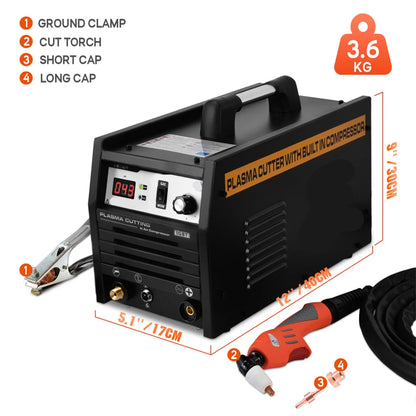 Plasmasnijder – Plasmasnijmachine – Metaalsnijder – Luchtcompressor – Max. Snijdikte 12 Mm – Ingebouwde Compressor - met 60 Stuks PT31
