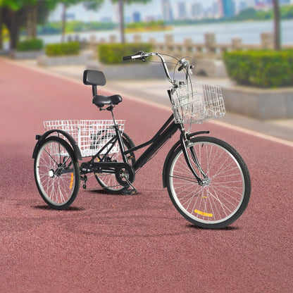 Driewieler – Drie-Wiel Fiets – Seniorenfiets – Comfortfiets – 24 Inch – 7 Versnellingen – Ergonomische Zitting
