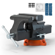 Bankschroef - draaibare bankschroef - machineklem - 4,5” - met draaibare voet & aambeeld Heavy Duty gietijzer - voor boren, buizen snijden, schuren