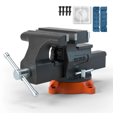 Bankschroef - draaibare bankschroef - machineklem - 4,5” - met draaibare voet & aambeeld Heavy Duty gietijzer - voor boren, buizen snijden, schuren