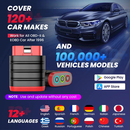 OBD Scanner - OBD2 - Auto Scanner - Auto uitlezen - Diagnose Apparatuur voor Auto's - Volledig Diagnosesysteem - Auto OBD2 Scanner - Bluetooth - Levenslang Gratis Updates - met Kable - QUORE