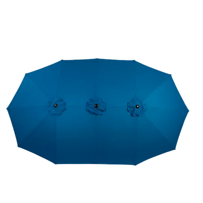 Parasol - Zweefparasol – Dubbele Buitenparasol – Dubbele Parasol – Grote Parasol – Buitenscherm – Zonnescherm – 14,8 m² – 100% Polyester Doek - Diepblauw - QUORE