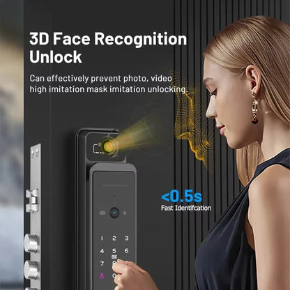 Smart Lock – Slimme Deurslot – Elektronisch Slot – Vingerafdrukslot – Digitaal Deurslot – Video Intercom – RVS Materiaal - 24x260 Insteek
