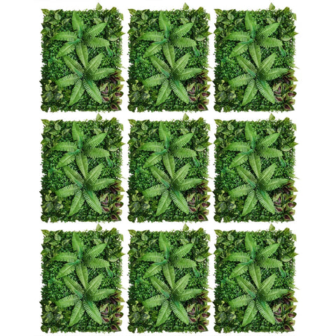 Wandpanelen - Kunstmatig Mat Paneel - Muur Hek Decoratie - Nep Hek - Kunstmatige Levensechte Planten - voor Muur Vloer Gazon Decoratie - 40x60cm - 9 stuks - Groen