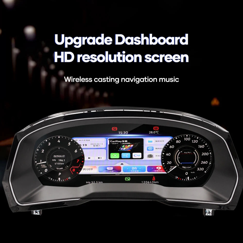 Digitale Dashboard Cluster – LCD Instrumentenpaneel – Digitale Km Teller – Auto Dashboard Display – Dashboardmeter – 12,3 Inch HD IPS Scherm – Plug & Play Installatie