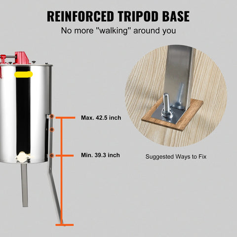 Honing - Imker - Honingcentrifuge - Handmatige honingcentrifuge - Honingcentrifuge - 3 frames roestvrij staal - Honingraat trommel spinner met deksel