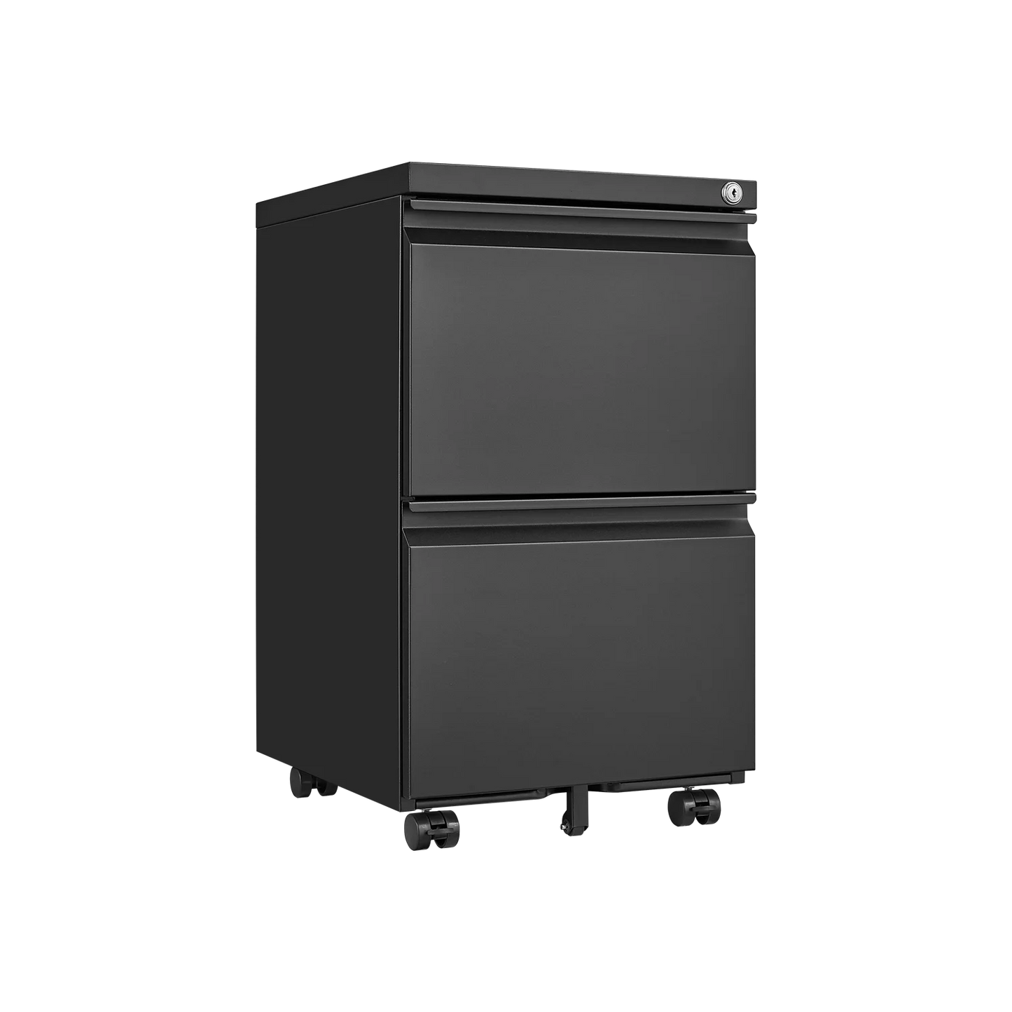 Ladeblok – Rolcontainer – Ladekast – Archiefkast – Mobiele Opberglade – Metaal – 2 Laden Met Slot – Compact Zwart