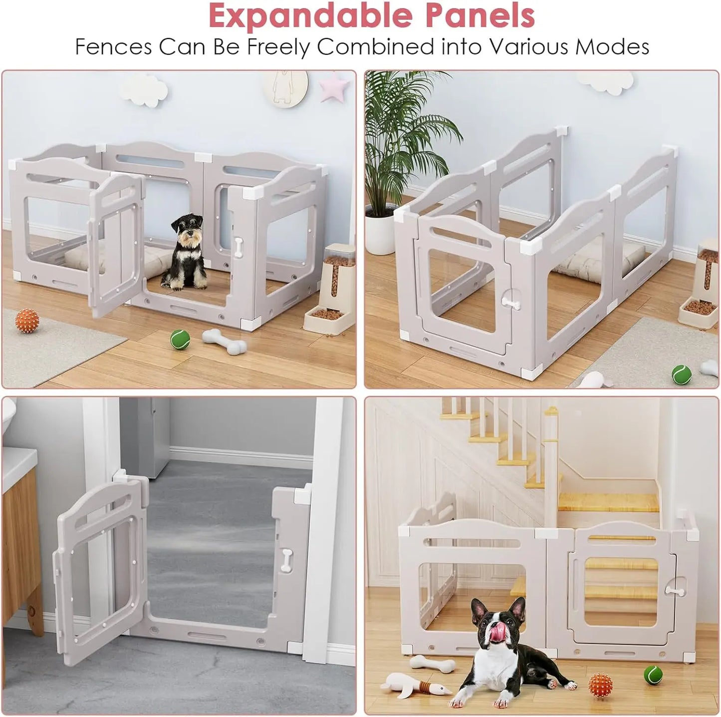 Transparante Puppyren – Hondenren – Puppybox – Speelren – Scheidingswand – Acrylpaneel – Inklapbaar Met Deur – 129x68x60 cm - QUORE