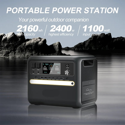 Portable Power Station – Draagbare Stroomvoorziening – Mobiele Batterij – Noodstroom – Camping Accu – 2400Wh LiFePO4 Batterij – Zuivere Sinusoïde Omvormer