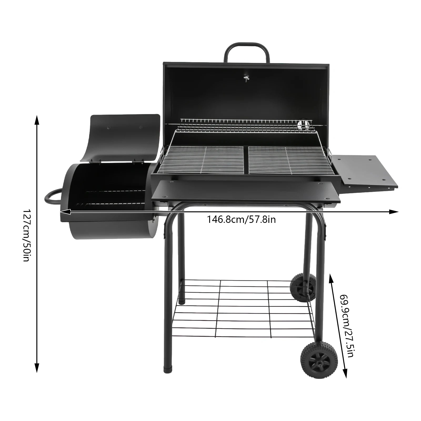 Houtskoolbarbecue – Grote BBQ – Buiten Grill – Kolenbarbecue – Tuinbarbecue – Hoogwaardig Legeringsstaal – Verstelbare Warmte - QUORE