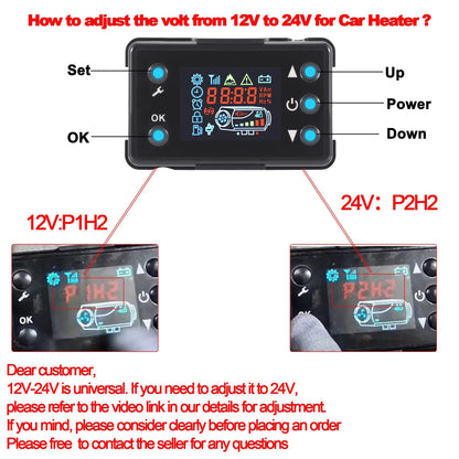 Diesel Standkachel - 12V/24V/220V 5-8KW - Luchtverwarmer voor Auto Vrachtwagen Bus Boot Camper Caravan RV - QUORE