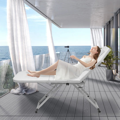 Massagetafel Inklapbaar - Massagetafel - Behandeltafel - Massage Bed - 3-Voudige Schoonheidsbed - Draagbare - Verstelbare - Inclusief Opbergtas – Geschikt voor Cosmetische en Therapeutische Behandelingen – Roze