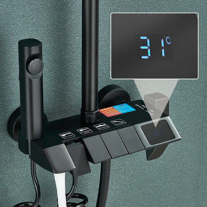 Douchekraan - Douchepaneel  - Douche - Regendouches - Bidet Handdouche & Thermostatische Mengkraan - Inbouw Douchekraan Set - Gun Grey - zonder Display - QUORE