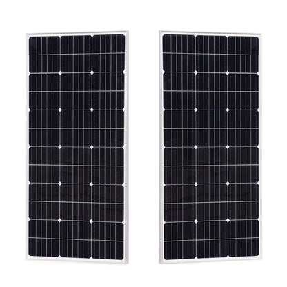 Zonnepaneel - Zonnepanelen - Monokristallijn - Set van 2 - 100W - Rigid Glass - Waterdicht - Lichtgewicht - On-Grid/Off-Grid Gebruik - Hoge Efficiëntie