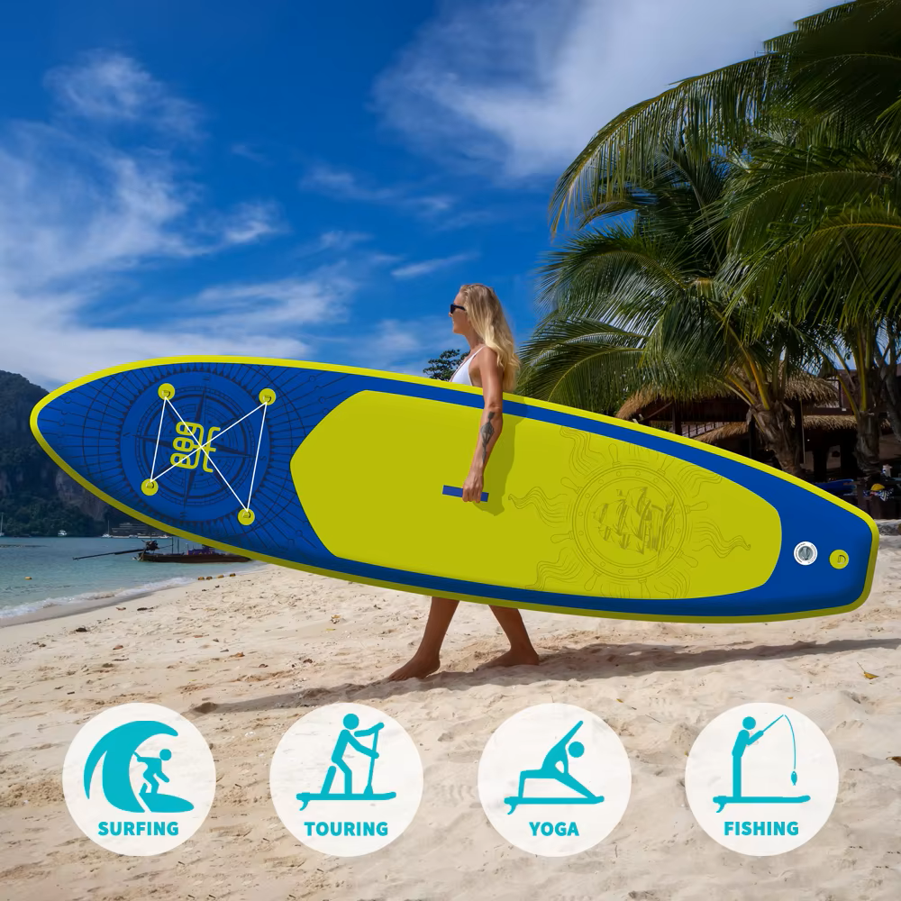 Supboard - Paddle Board - Peddelplank - Surfplank - Opblaasbaar - met Zitje - Inc. Peddel - Vin - Leash - Riem - Handpomp - Rugzak - 350 x 87 x 15 cm - Blauw