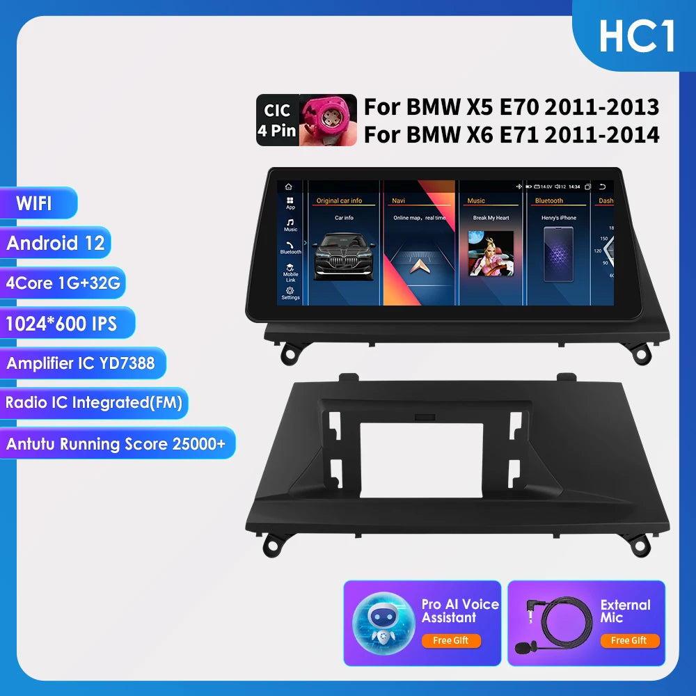 AI Intelligent Player 2 Din Android Car Radio Multimedia Video Player for BMW X5 E70 X6 E71 CCC CIC GPS Navi Carplay Auto 4G RDS
