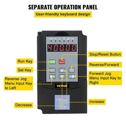 Frequentieregelaar - Frequentie - Toerentalregelaar - VFD 1.5KW 220V - Omvormer Variabele Frequentie Driver - 3-Pase Uitgangssnelheidsregelaar - voor Motor-CNC