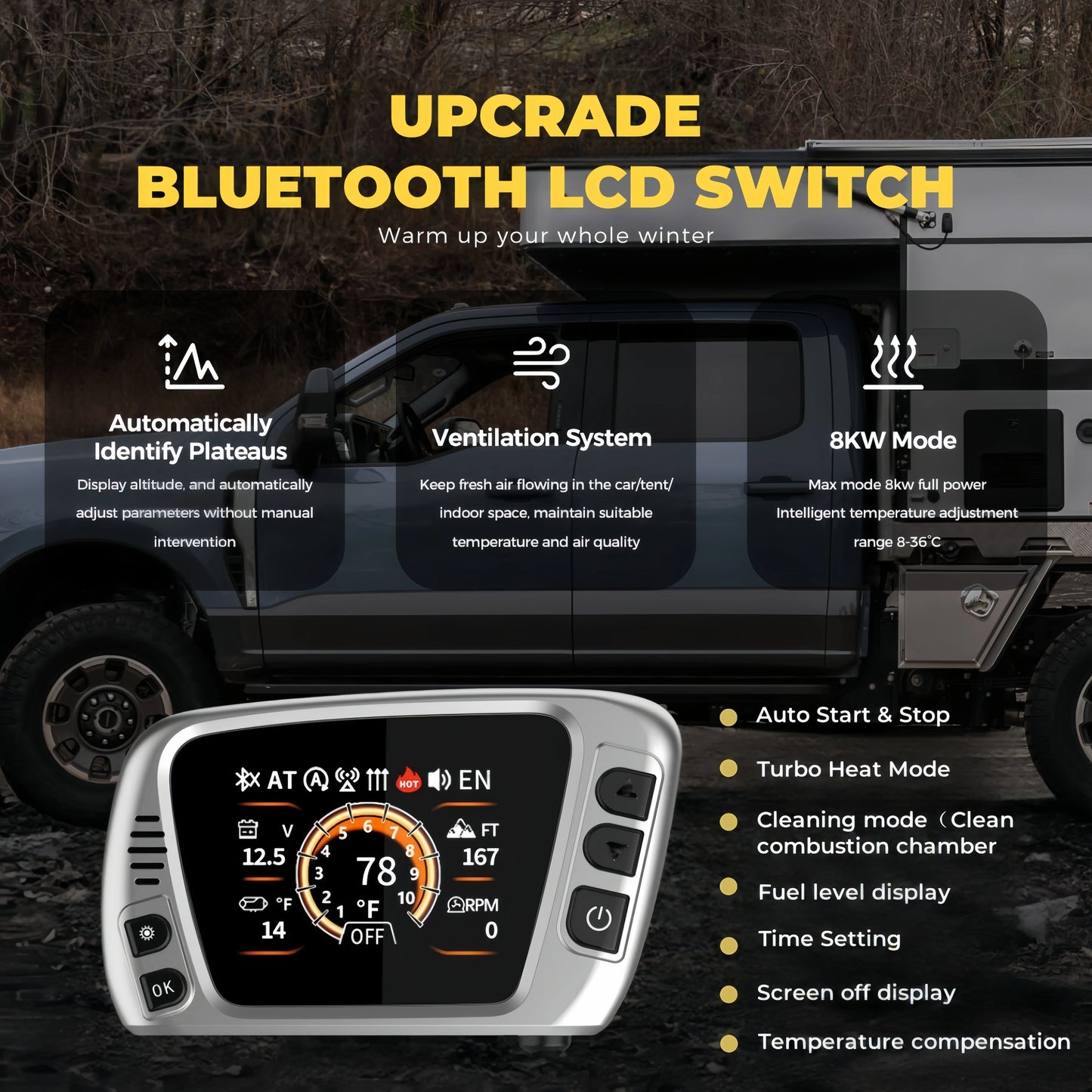 Diesel Air Heater – Luchtverwarmer – Parkeerstand Verwarming – Camper Heater – Mobiele Dieselverwarmer – 8KW Vermogen – Bluetooth App & LCD Display