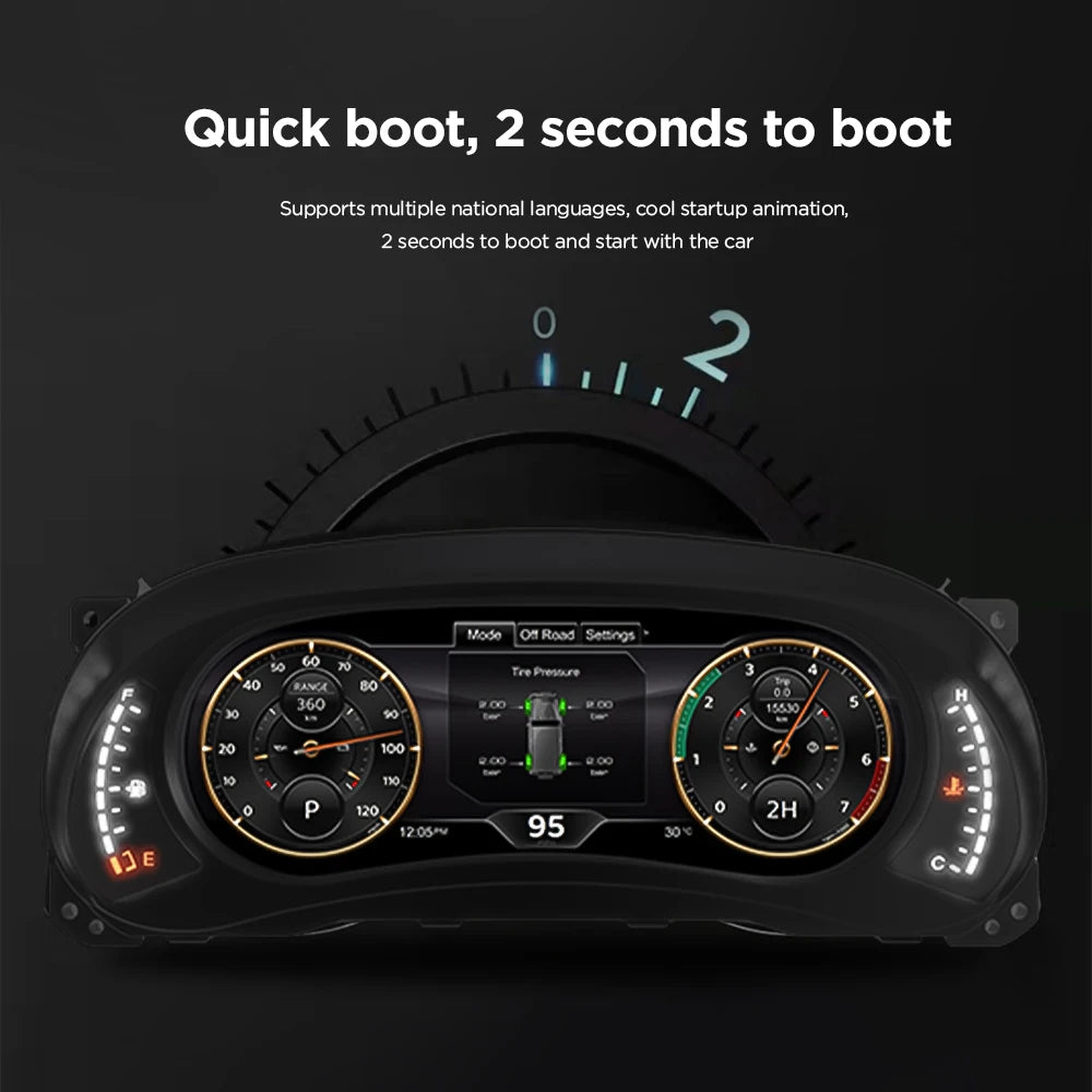 12,3 Inch Digitaal Dashboard – LCD Instrumentenpaneel – Virtuele Cockpit – Auto Display – Dashboard Upgrade – HD 1920x720 Resolutie – Plug & Play Installatie – Anti-Glare Scherm