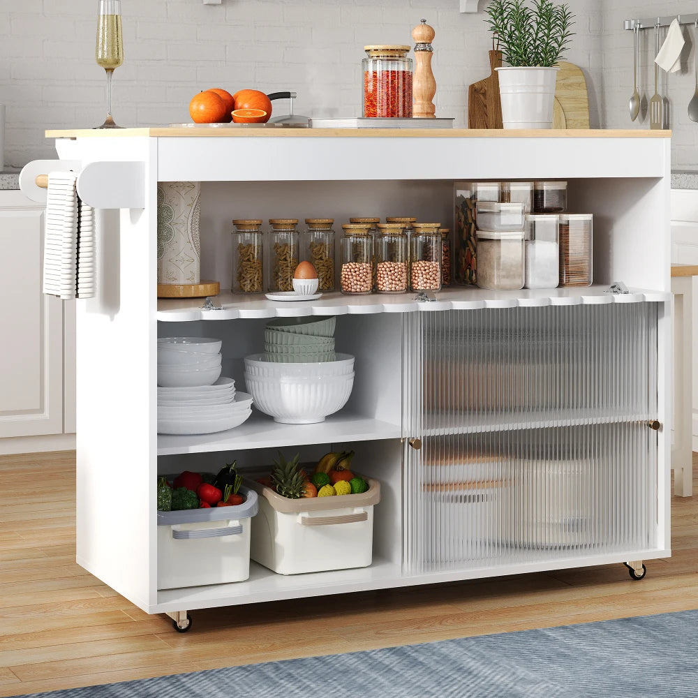 Keukenwagen – Keukentrolley – Serveerwagen – Keukenmeubel – Keukenkar – Uitschuifbaar Werkblad 110x69 cm – MDF Met Eikenhoutfurnier