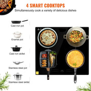 Inductie kookplaat - Induction Hob - Induction Cook Top - Inductie Fornuis - Elektrische Oven - 4-pits - 24 inch - Elektrische inbouw-inductiekookplaat - met aanraakbediening - 220-240V - Zonder stekker - Zwart