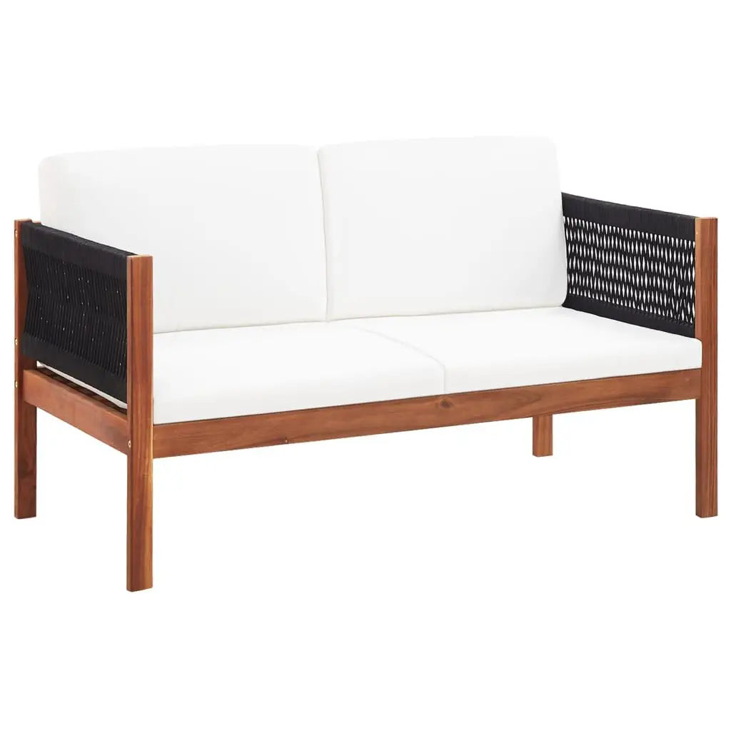 Tuinbank – Buitenbank – Zitbank – Acaciahout – Weerbestendig – Comfortabele Kussens - 122 x 65 x 60 cm - Hout & Zwart
