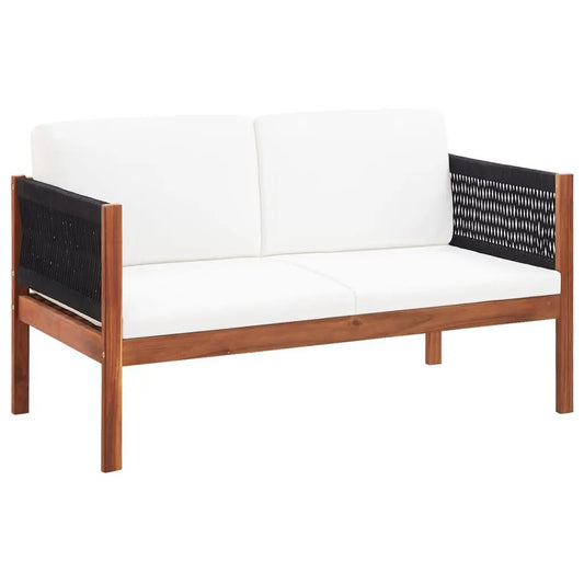 Tuinbank – Buitenbank – Zitbank – Acaciahout – Weerbestendig – Comfortabele Kussens - 122 x 65 x 60 cm - Hout & Zwart