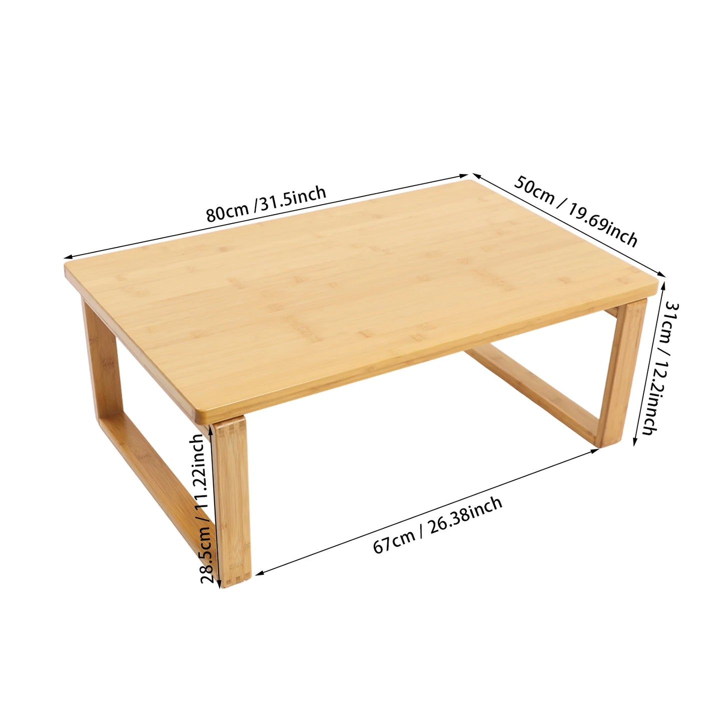 Vouwbare Bijzettafel – Bamboe Bijzettafel – Opvouwbare Salontafel – Vloerstaande Tafel – Theetafel – Duurzaam Bamboe – Compact Opvouwbaar 80x50x31 cm