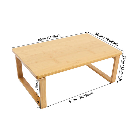 Vouwbare Bijzettafel – Bamboe Bijzettafel – Opvouwbare Salontafel – Vloerstaande Tafel – Theetafel – Duurzaam Bamboe – Compact Opvouwbaar 80x50x31 cm