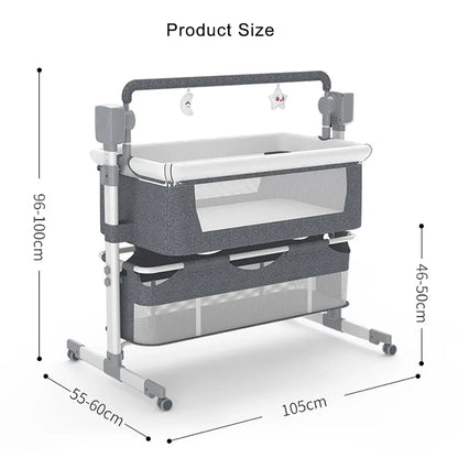 3 in 1 Baby Crib Smart Electric Bassinet Bedside Sleeper Foldable Portable with Bluetooth Music Auto Rocking Timer Baby Cot