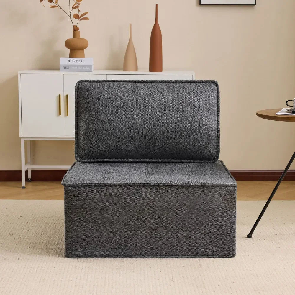 Eenpersoonsfauteuil – Sessel – Loungechair – Relaxfauteuil – Donkergrijs – Compact Formaat – 100% Linnen Bekleding