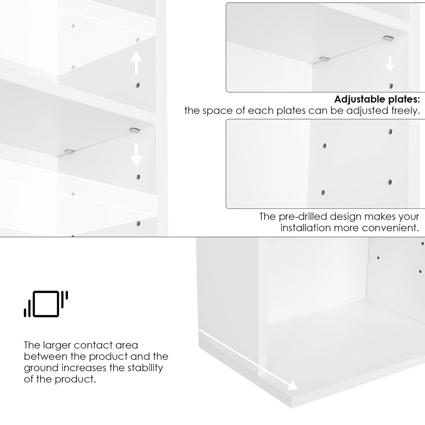 Hoge Boekenkast – Boekenkast – Cd Rek – Dvd Kast – Opbergkast – Wit Hout – 27 Verstelbare Vakken – 190 cm Hoog