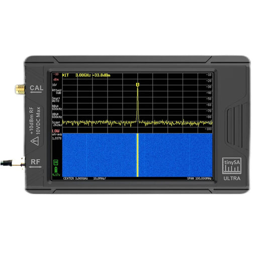 TinySA - Spectrumanalysator - Whadda Educatieve Soldeerkit - Oscilloscoopkit voor PC - Transient recorder - 100KHz - 5.3GHz - 32GB -  320 * 240 pixels - Zwart