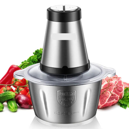Elektrische Vleesmolen - 500W - Foodprocessor - Hakmolen - 2L RVS Keukenmachine - 2 Snelheden - voor Vlees - Noten en Groenten - Eenvoudig Schoon te Maken - Standaard Extra Mes
