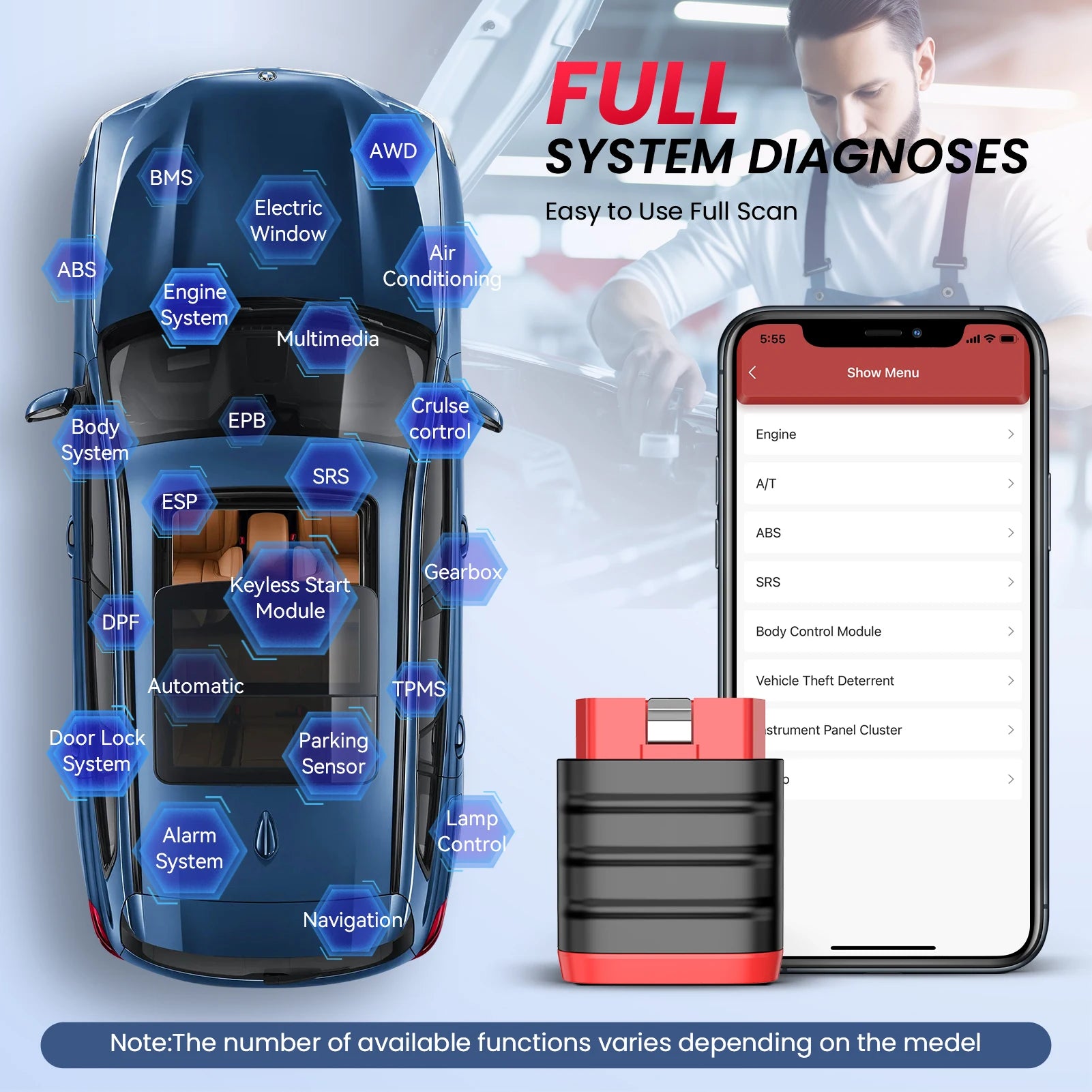OBD Scanner - OBD2 - Auto Scanner - Auto uitlezen - Diagnose Apparatuur voor Auto's - OBD2 Bluetooth Auto Scanner - All-System Diagnose Tool - Universele Auto Code Reader - 120+ Automerken - Lifetime Gratis Updates - 2025 Versie - QUORE