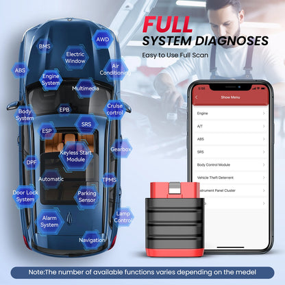 OBD Scanner - OBD2 - Auto Scanner - Auto uitlezen - Diagnose Apparatuur voor Auto's - OBD2 Bluetooth Auto Scanner - All-System Diagnose Tool - Universele Auto Code Reader - 120+ Automerken - Lifetime Gratis Updates - 2025 Versie - QUORE