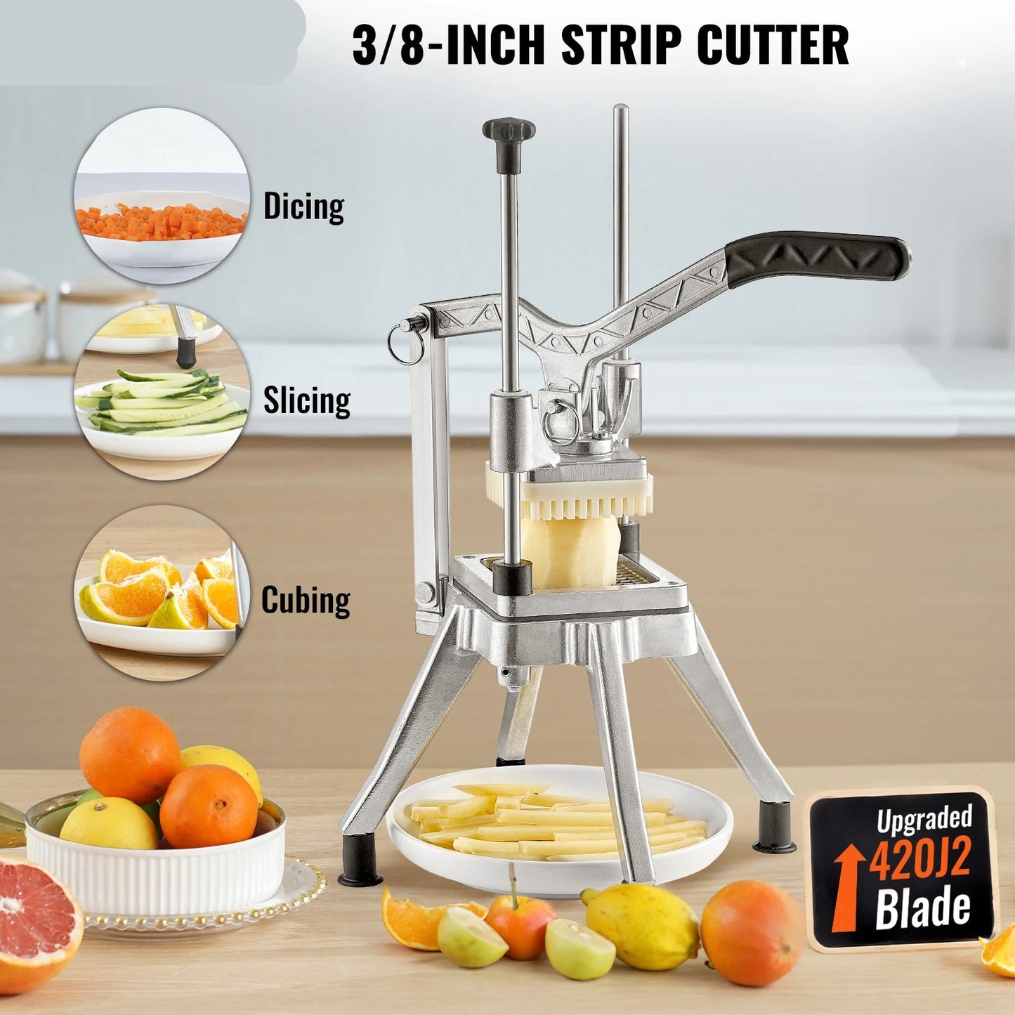 Frietsnijder  - Patatsnijder - Handmatige Frietsnijder - Groentesnijder -  Mandoline - Aardappelsnijder – 12 inch -  Ideaal voor Aardappelen, Uien, Fruit en Meer