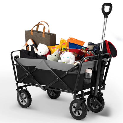 Tuinwagen - Tuinkar - Bolder - Transport - Strand - Boodschappen - Heavy-duty - Plat- en - Hekwerkontwerp - Voor Tuin - Erf - en Magazijn - Ergonomische Handgreep - 100L - 360° Draaibare Wielen - Draagvermogen 80kg - Fuchsia en Grijs