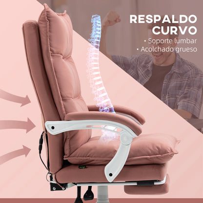Massagestoel – Relaxfauteuil – Bureaustoel – Werkstoel – Massagechair – 6 Massagepunten – Verstelbare Rugleuning 155° - Roze