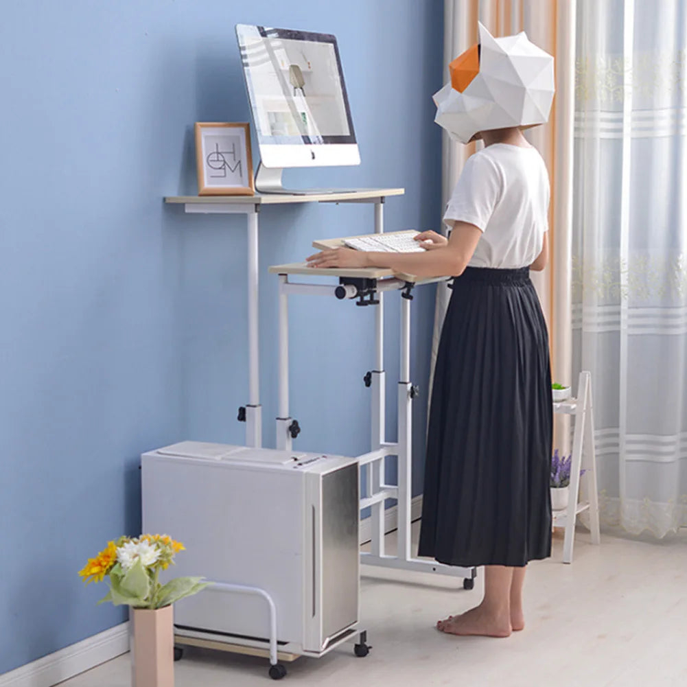 Laptoptafel - Laptoptafel Verstelbaar - Laptoptafel op Wielen - Computerbureau - Computertafel - 60cm - Rechthoekig
