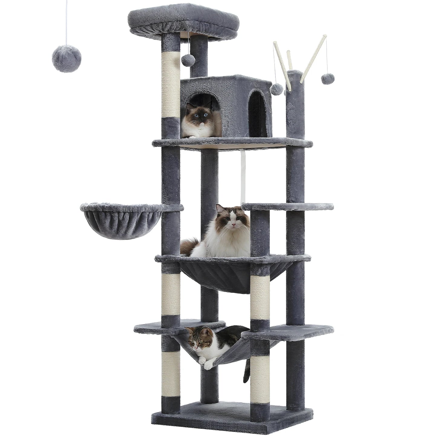 Kattenboom – Kattenhuis – Krabpaal – Kattenkrabpaal – Kattenmeubel – Luxe Houten Constructie – Vijf Verdiepingen Hoog