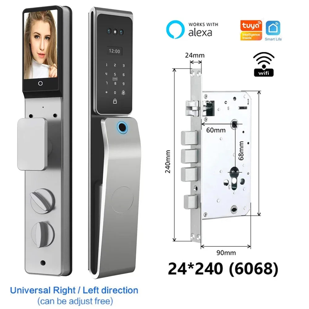 Smart Deurslot – Slim Deurslot – Elektronisch Slot – Vingerafdrukslot – Keyless Entry – IP67 Waterdicht – 8 Manieren Om Te Ontgrendelen - 24x240 - 6068 insteek - QUORE
