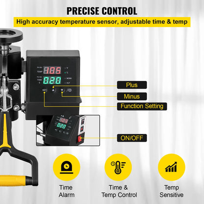 Professionele Heat Press – Warmtepers – Transferpers – T-Shirt Pers – Pettenpers – 15 X 15 Inch Persplaat – Digitale Timer & Temperatuur - QUORE